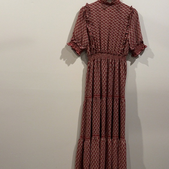 Max Studio Dress Floral Cottagecore Peasant Prairie Smocked Waist Pink - Picture 5 of 5